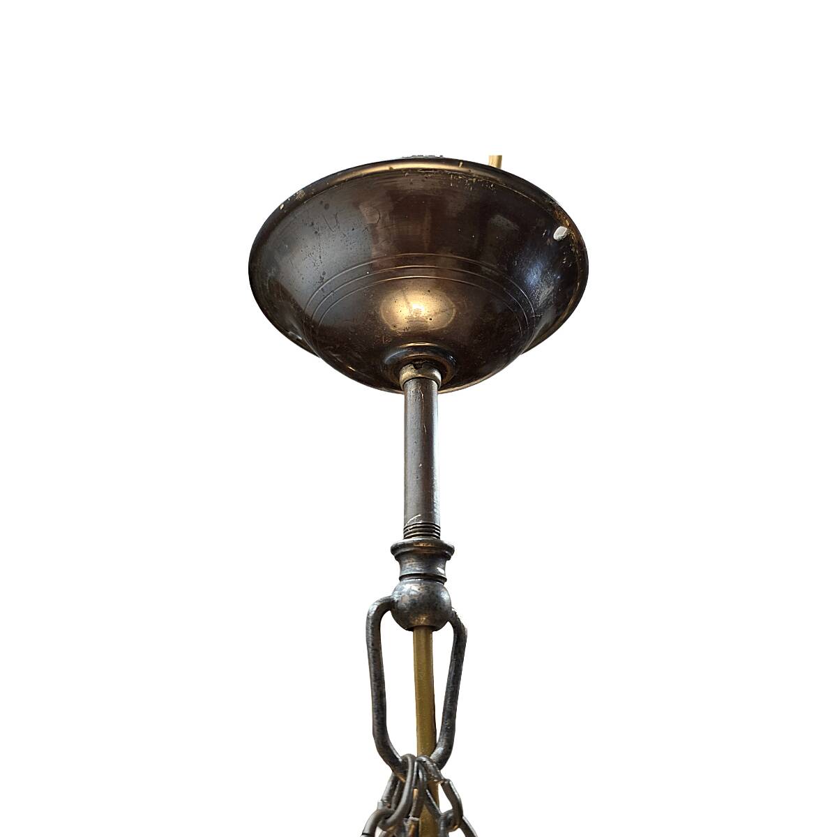 Glass Bowl Pendant Lamp With Marble Motif, 1950s