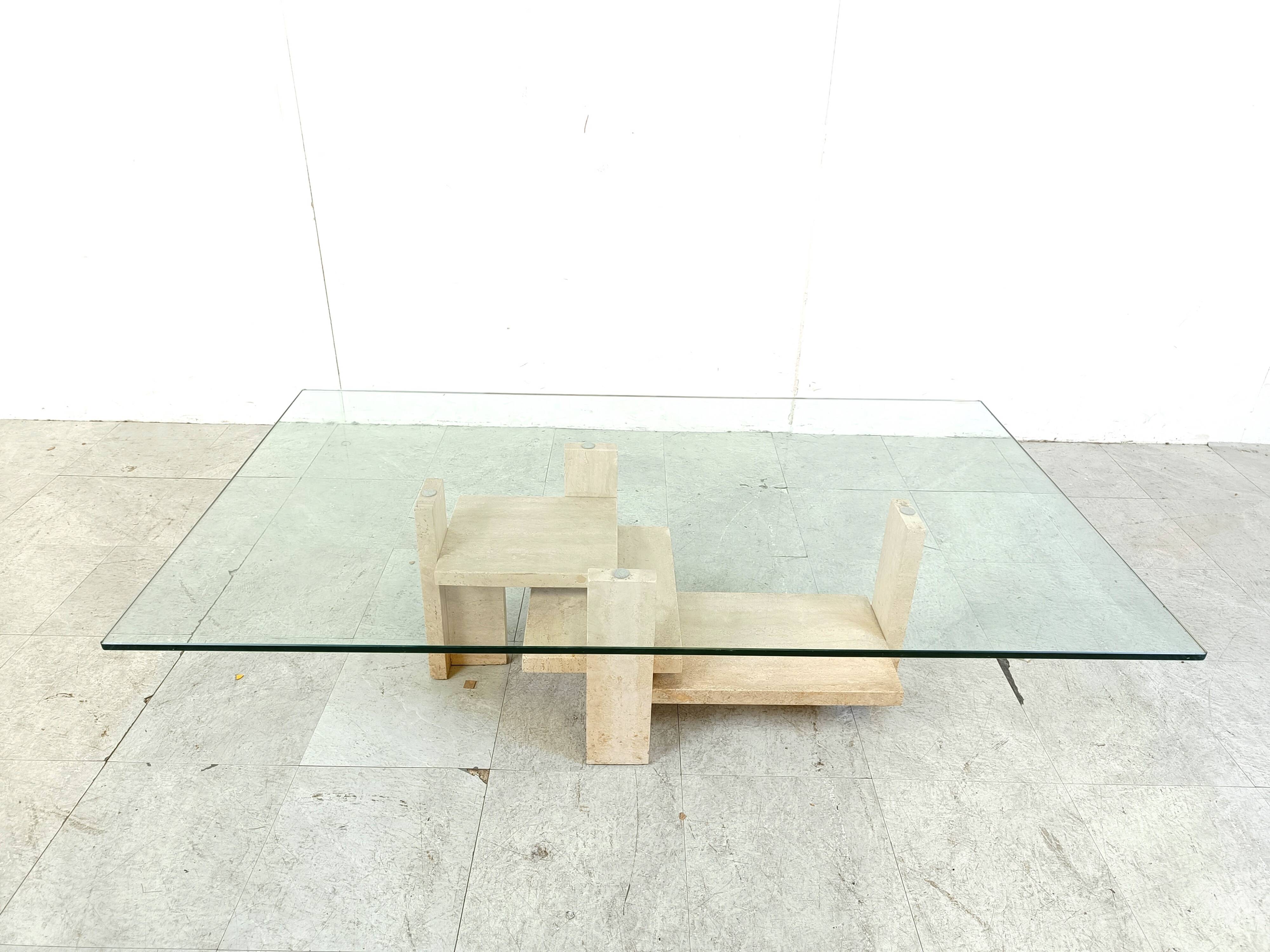 Vintage travertine coffee table, 1970s