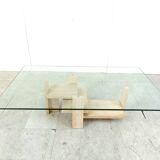 Table basse vintage en travertin, 1970