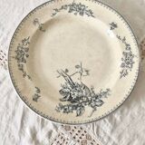 Grande assiette creuse plat de service ancien terre de fer Petrus Regout Meibloem