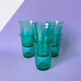 Batch of 8 verres to eau turquoise vintage retro
