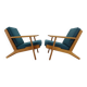 1960s Hans J. Wegner Pair of GE 290 Armchairs in Oak for Getama, Denmark