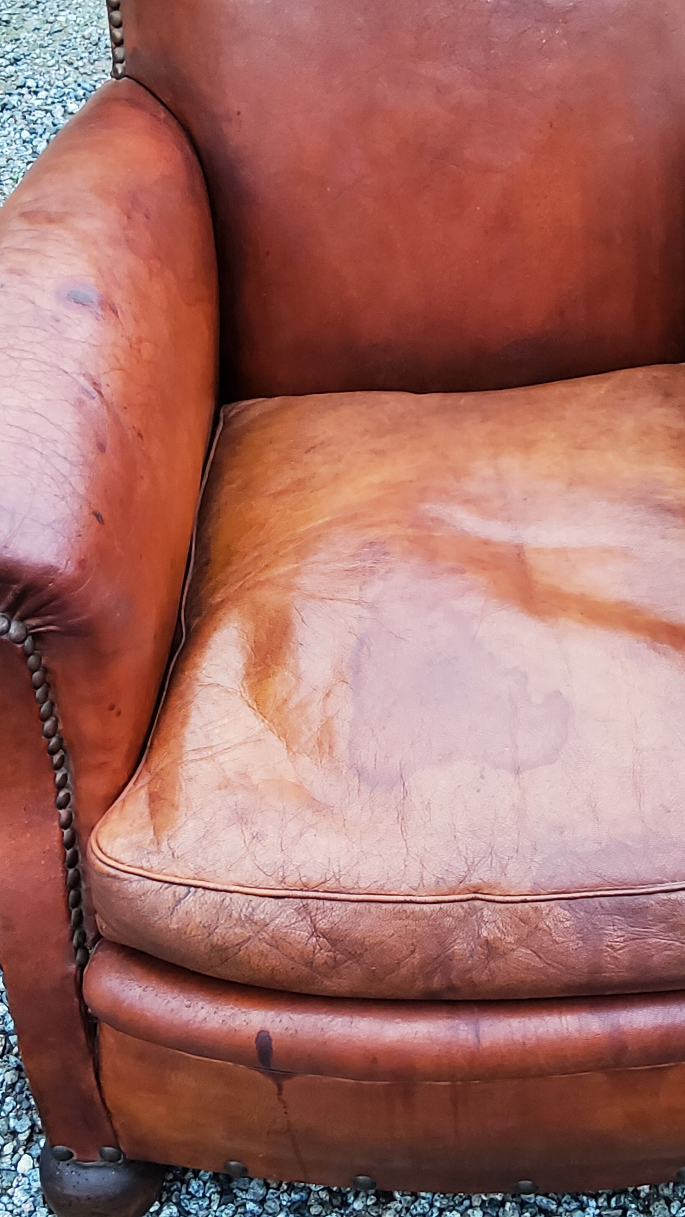 Leather club armchair back mustache from the 30s