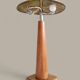 Modernist sculptural lamp wood/chrome/hammered brass - 1970s era