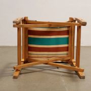 Vintage folding chair from the 1950s-60s in beech and fabric, Italy.