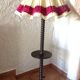 Wooden floor lamp turned in the spirit of Charles Dudouyt / art deco style