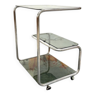 Food Trolley with Triple Shelf in Steel, 1970