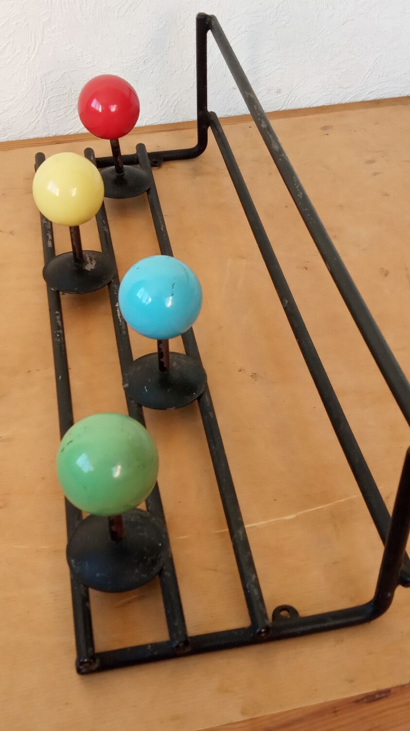 50s coat rack with multicolored balls