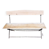 wooden and metal garden bench