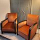 Fauteuil club bois et velour