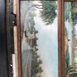 Paire de tableaux , vue sur des châteaux, huiles encadrées et signées de Dupont