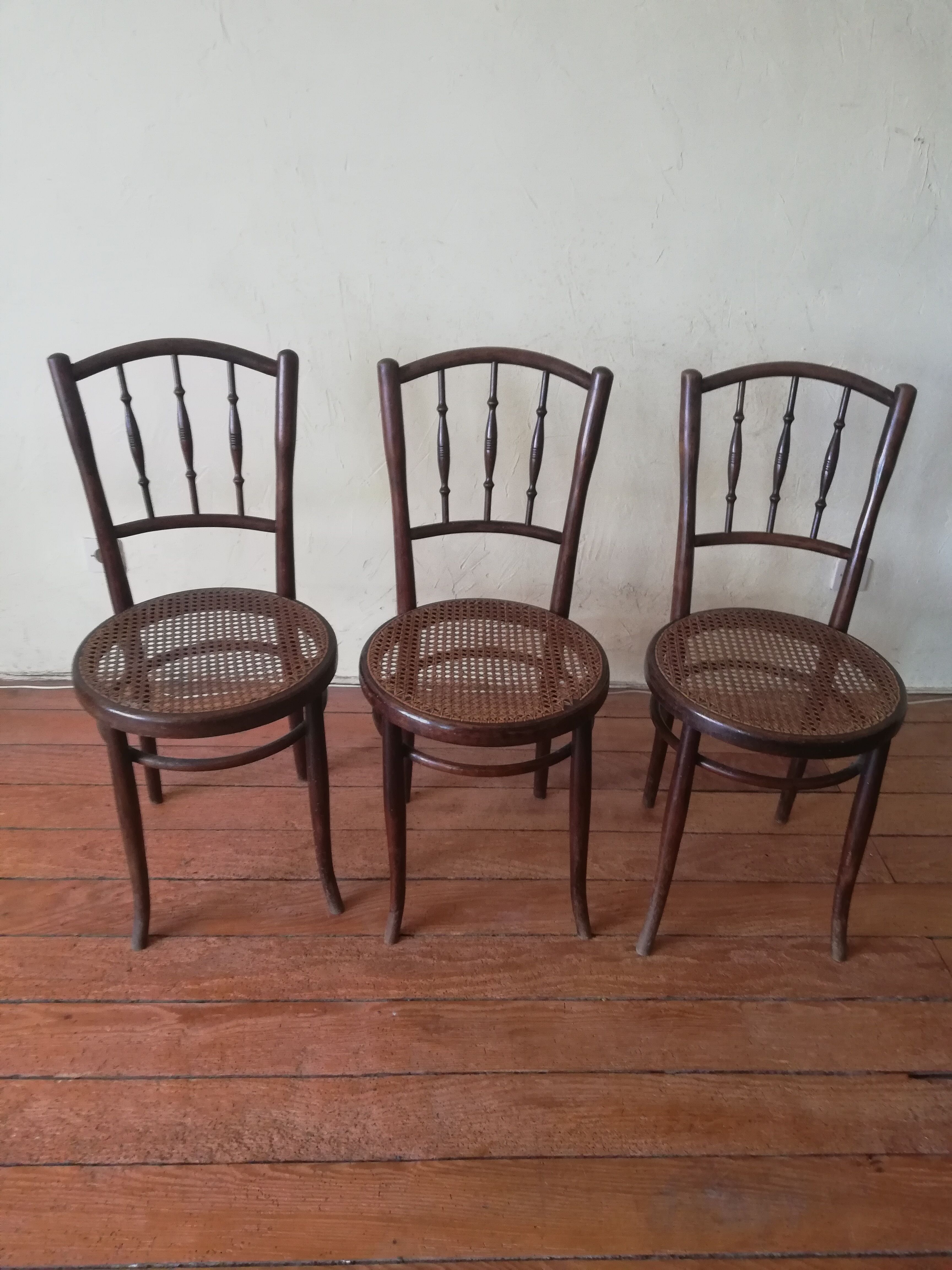 Old curved wooden bistro chairs