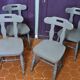 Série de 4 chaises bistrot anciennes en chêne GRISE