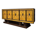 Important buffet / enfilade Art Deco period in polychrome engraved glass.