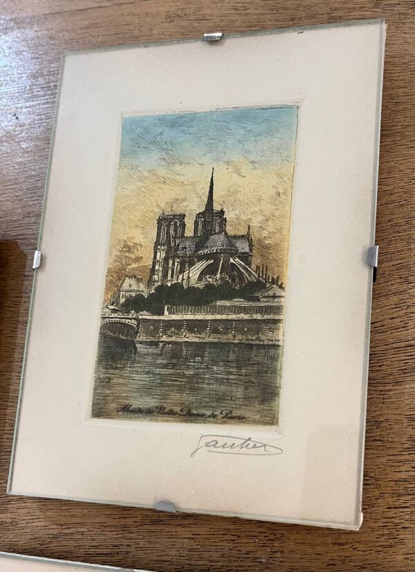 Set 3 gravures Paris début 20eme signées Gautier