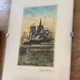 Set of 3 engravings from Paris, early 20th century, signed Gautier
