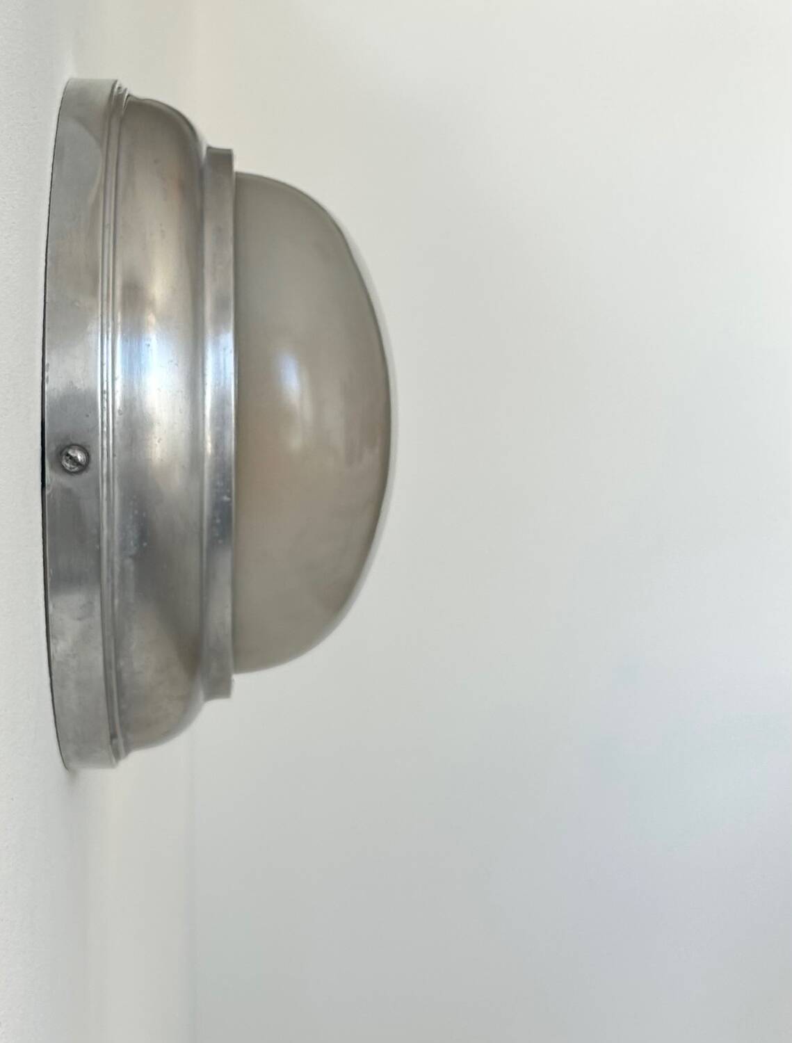 Pair of vintage art deco wall lights, chrome and sandblasted glass, France 1930