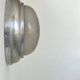 Pair of vintage art deco wall lights, chrome and sandblasted glass, France 1930