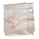 Handmade red lettered pillowcase.