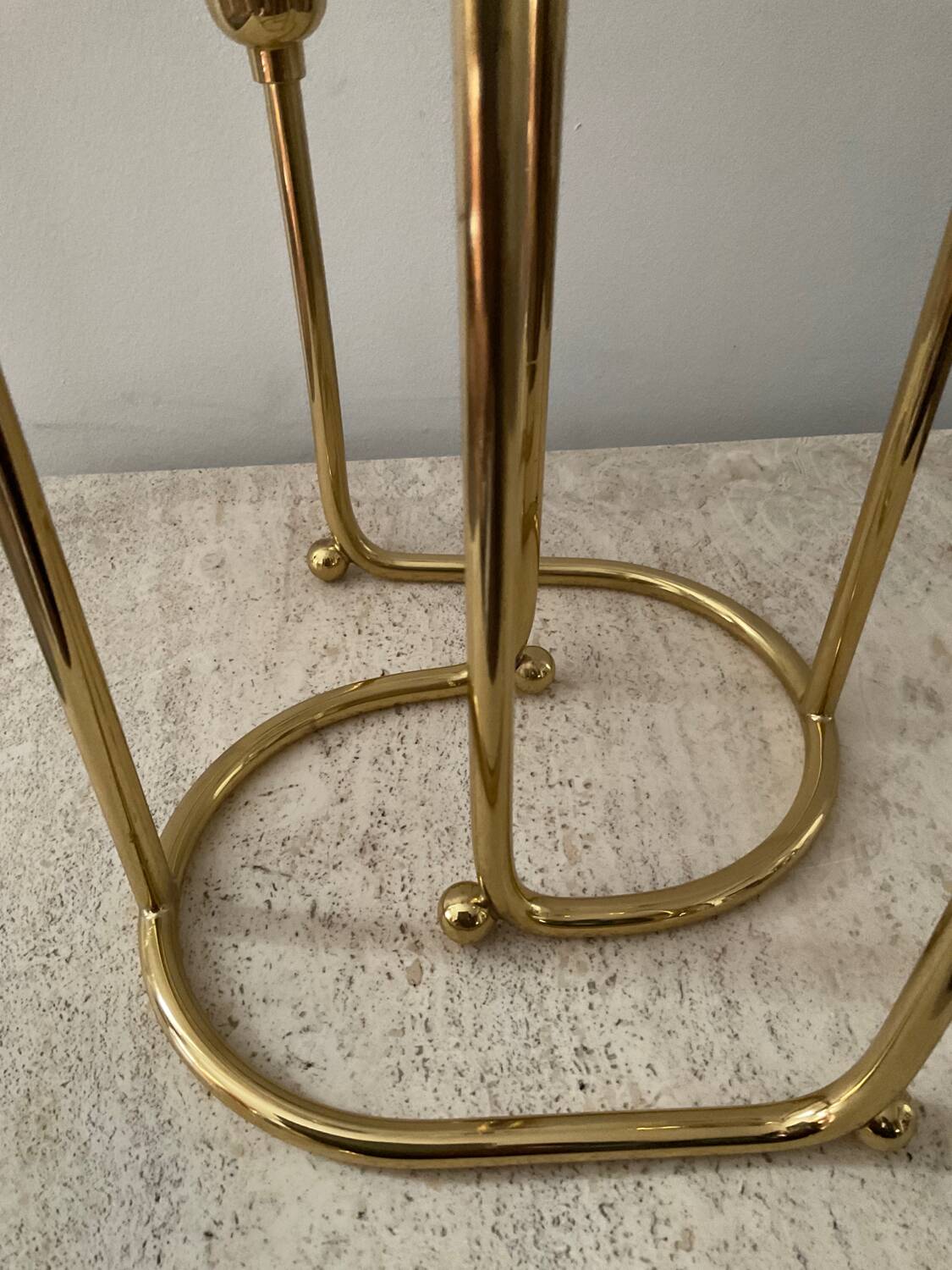 Duo of modernist brass candlesticks