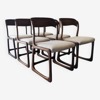Series of 6 Baumann sled chairs from the 60s/70s