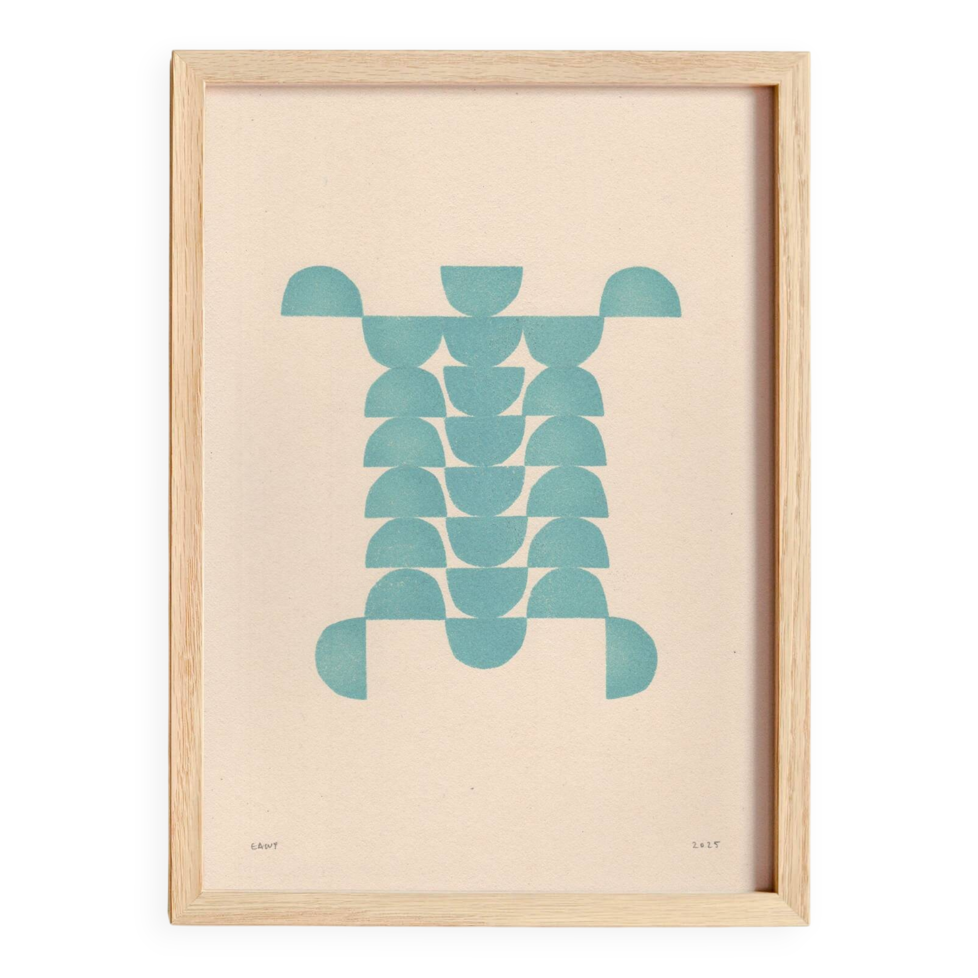 Abstract painting on B280 petrol blue paper signed Eawy