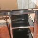 Vintage 70s chrome and smoked glass desk.