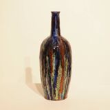 Multicolor glazed ceramic vase signed