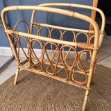 Vintage rattan magazine rack
