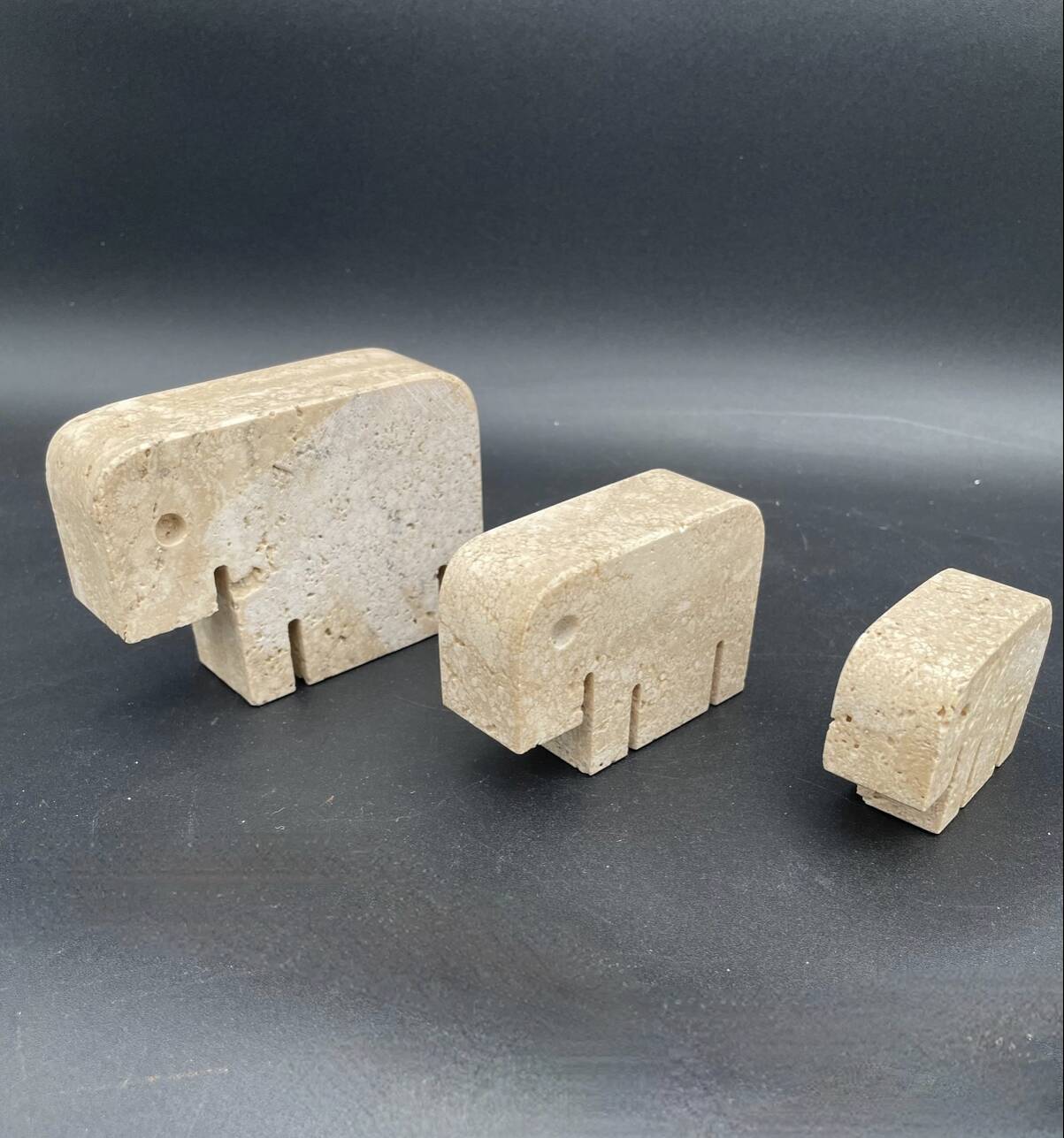 3 travertine elephants, Italy 1970