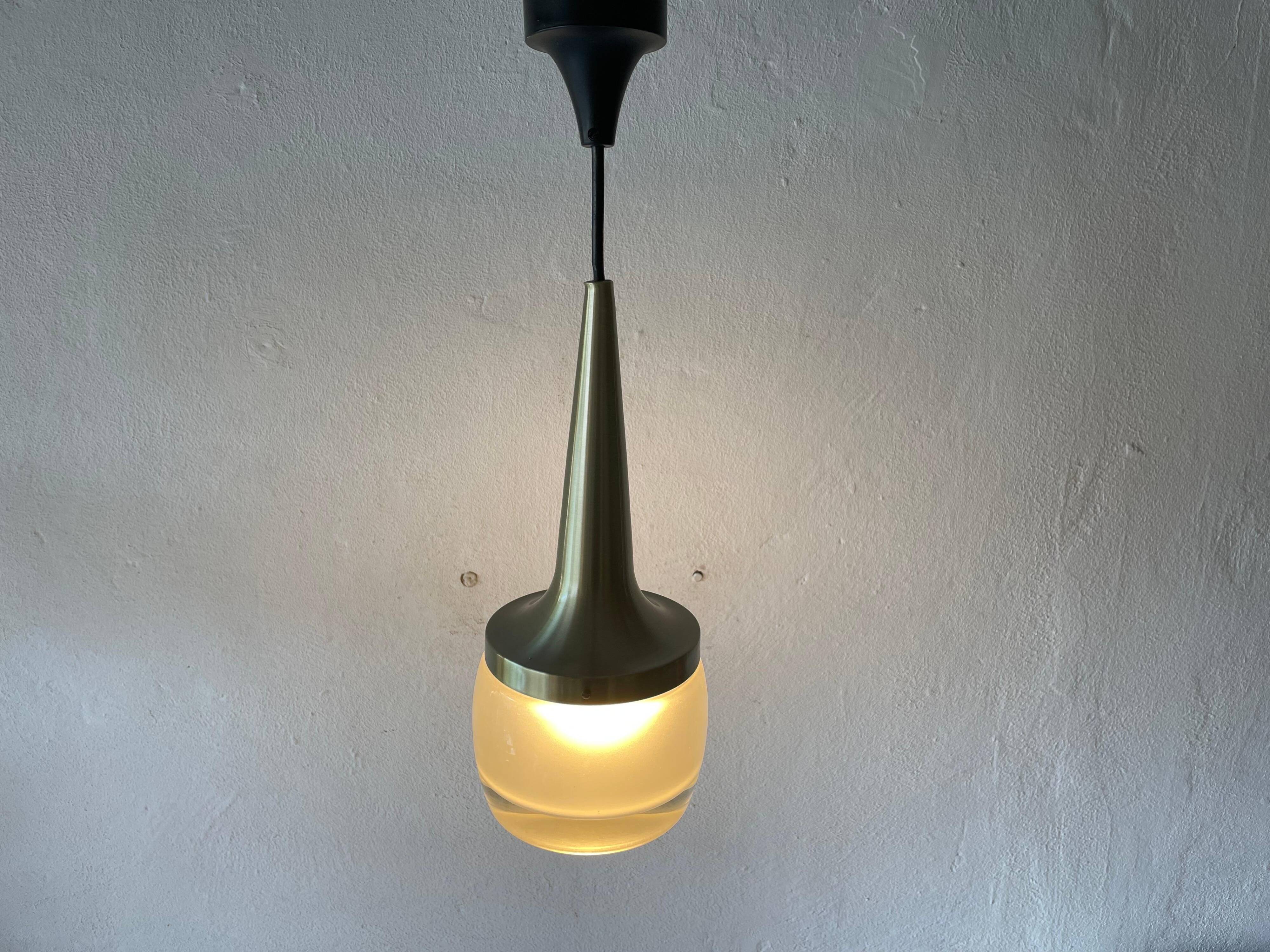Heavy frosted glass pendant lamp by Staff, 1960s, Germany