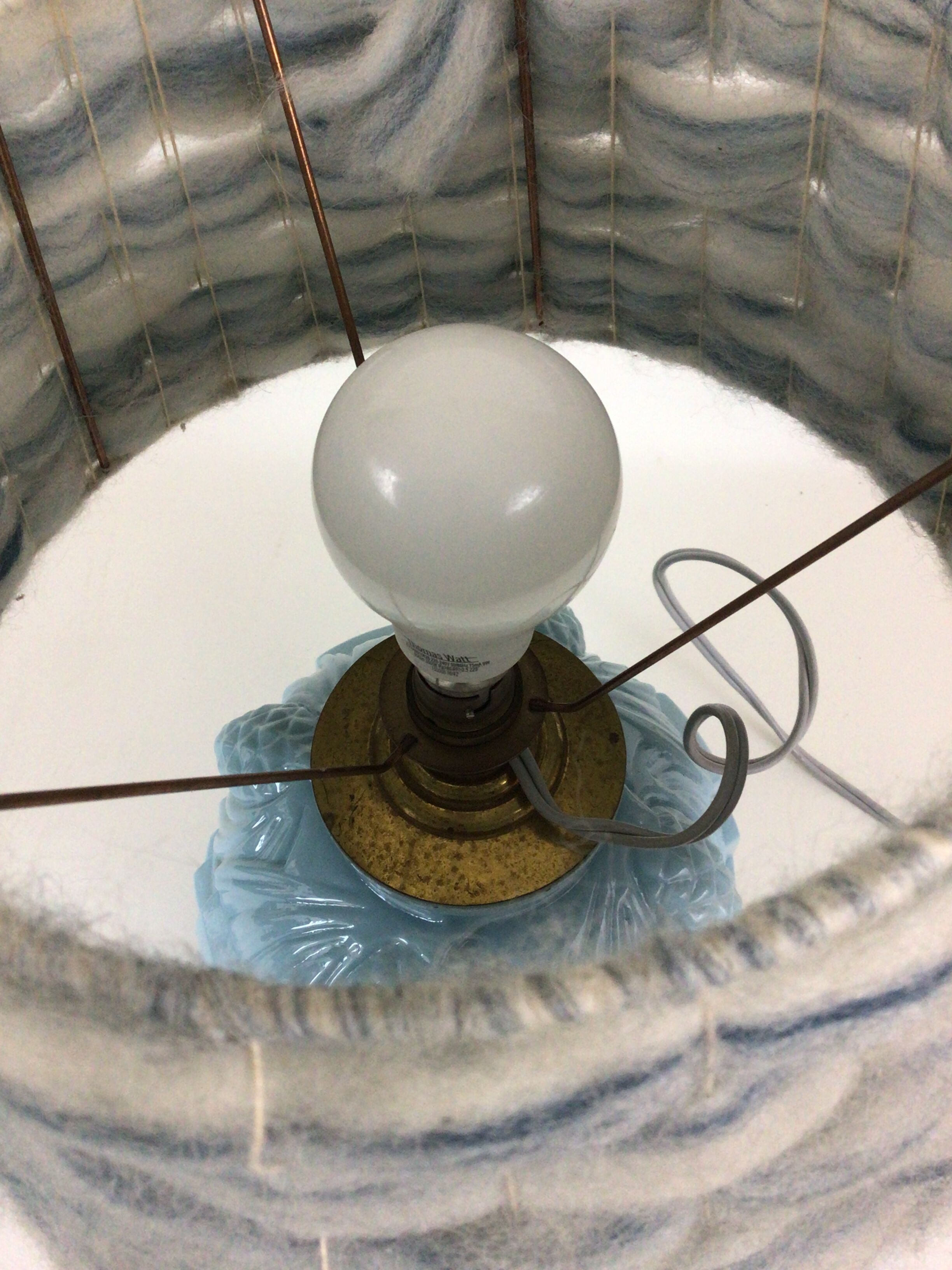 Art Deco blue opaline lamp