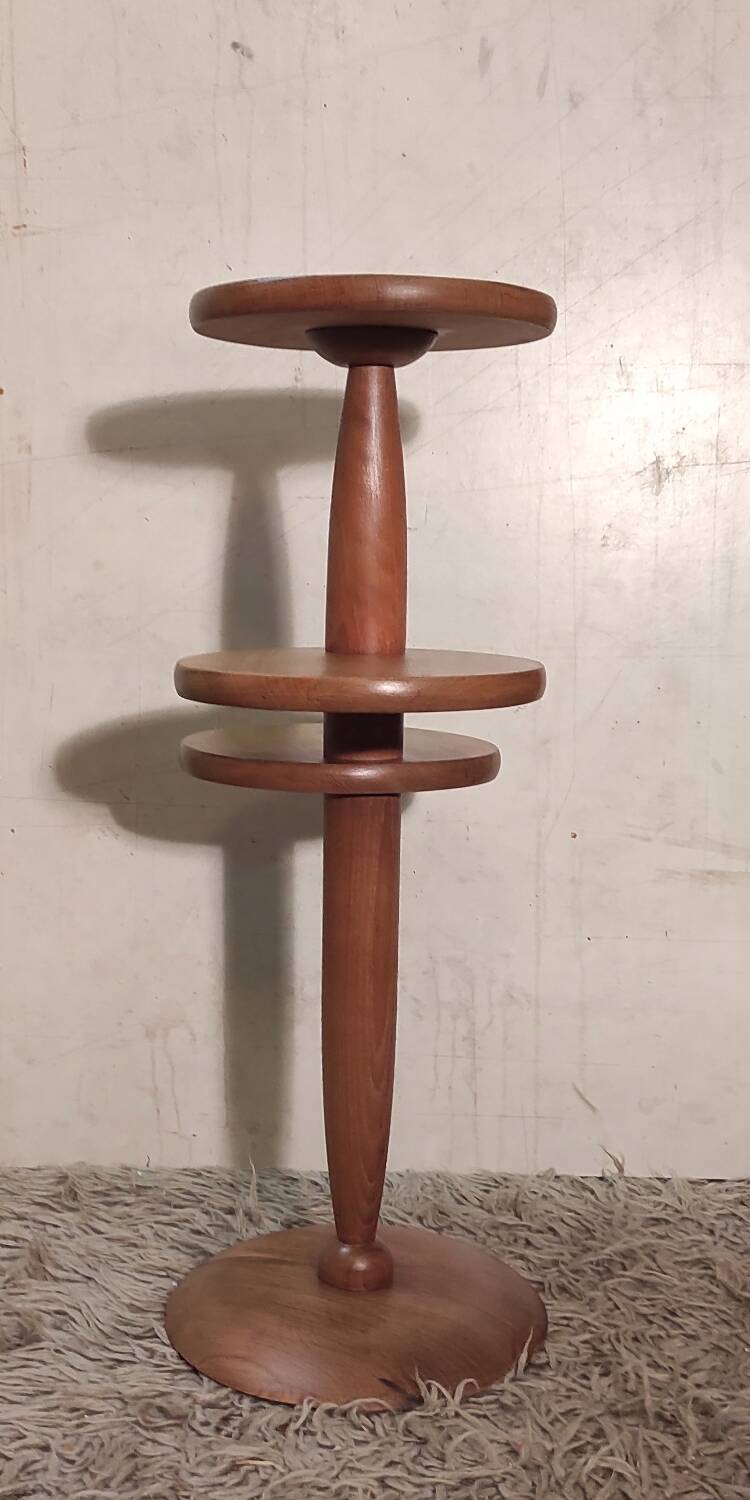 Art Deco pedestal table in varnished solid wood - 1940s