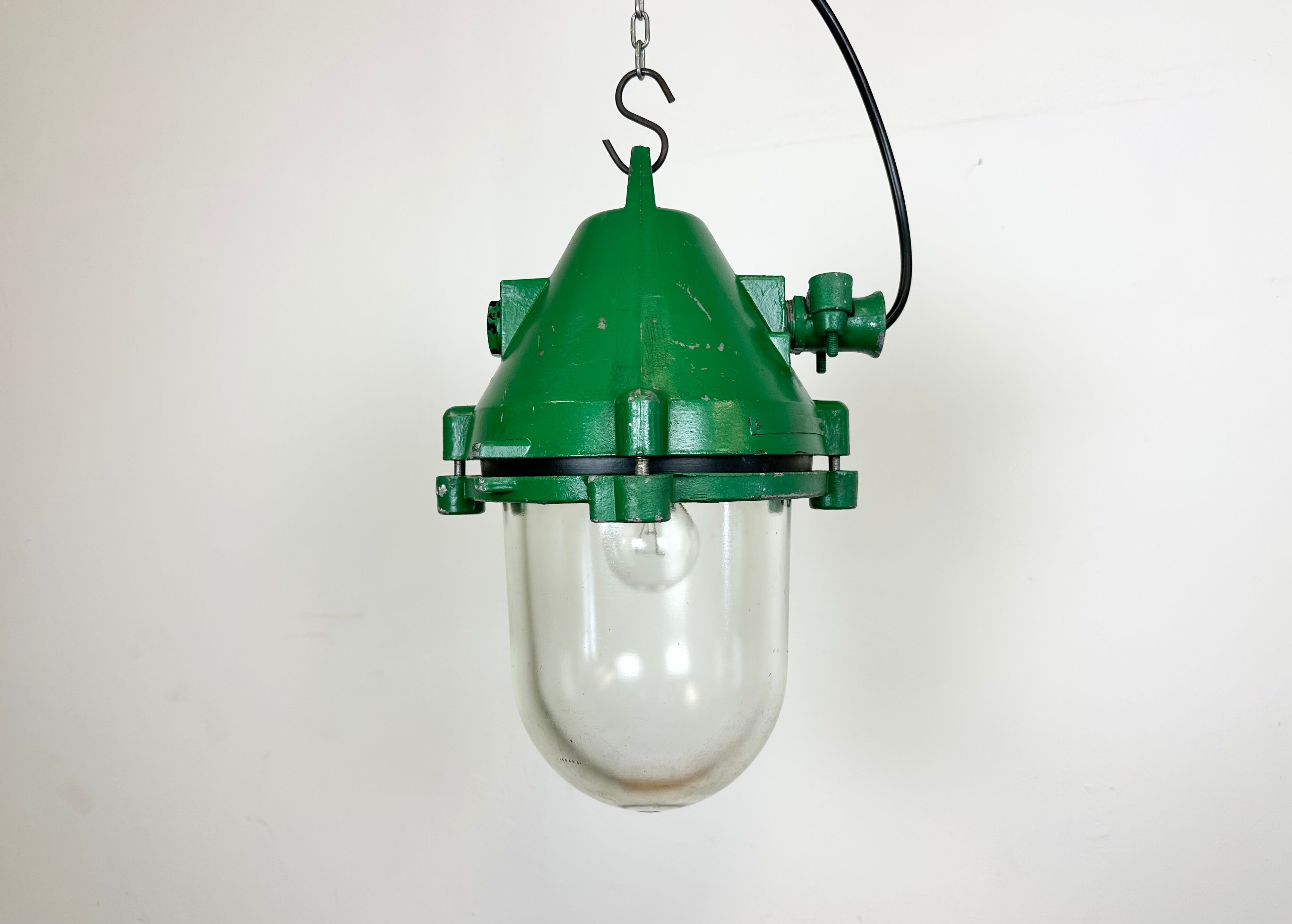 Green Industrial Cast Aluminium Explosion Proof Lamp, 1970s