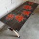 Vintage 70s coffee table in ceramic, chrome metal and wood, signed Adri
