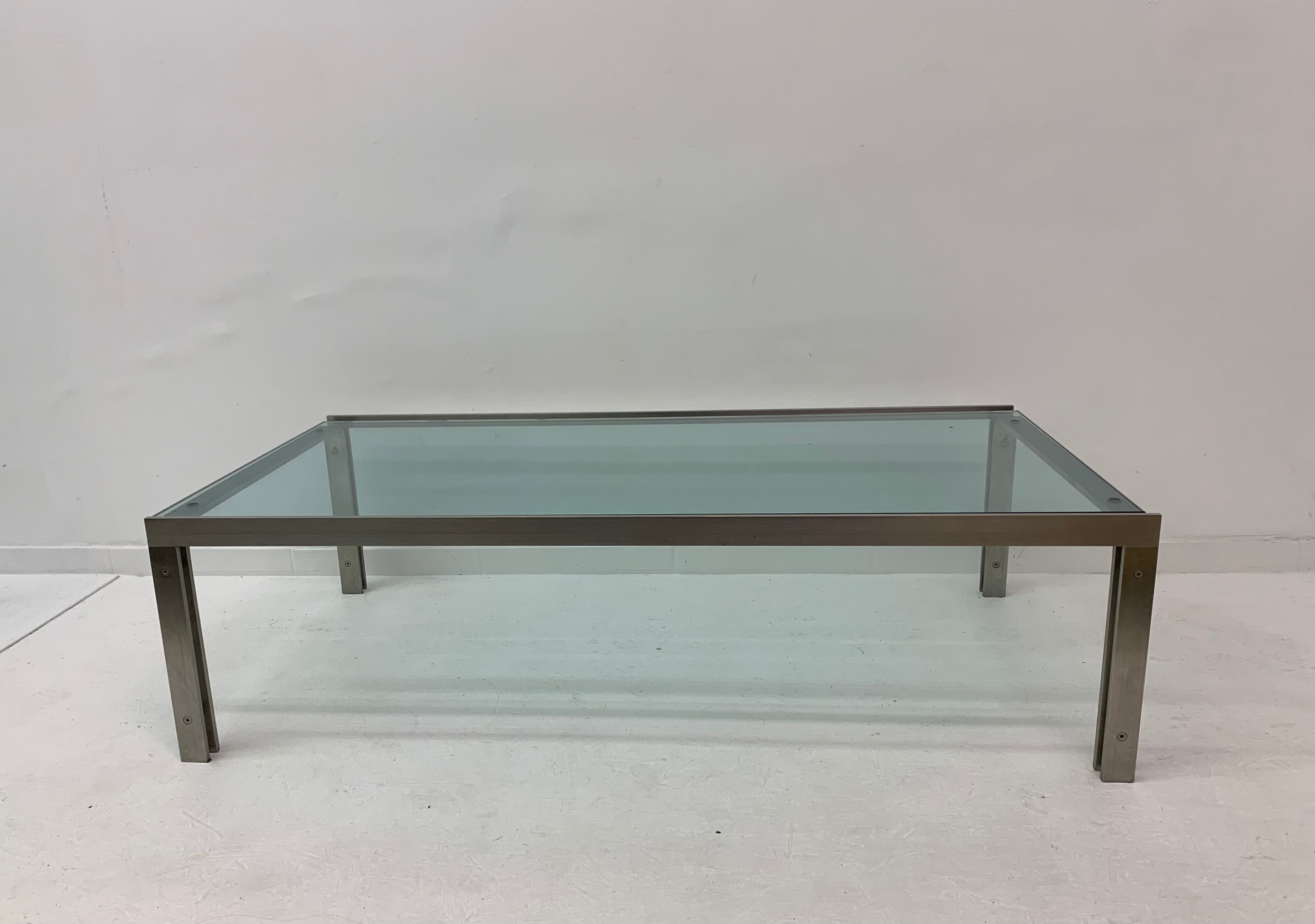 Rectangular Mid-Century Glass Coffee Table by Metaform, 1980s