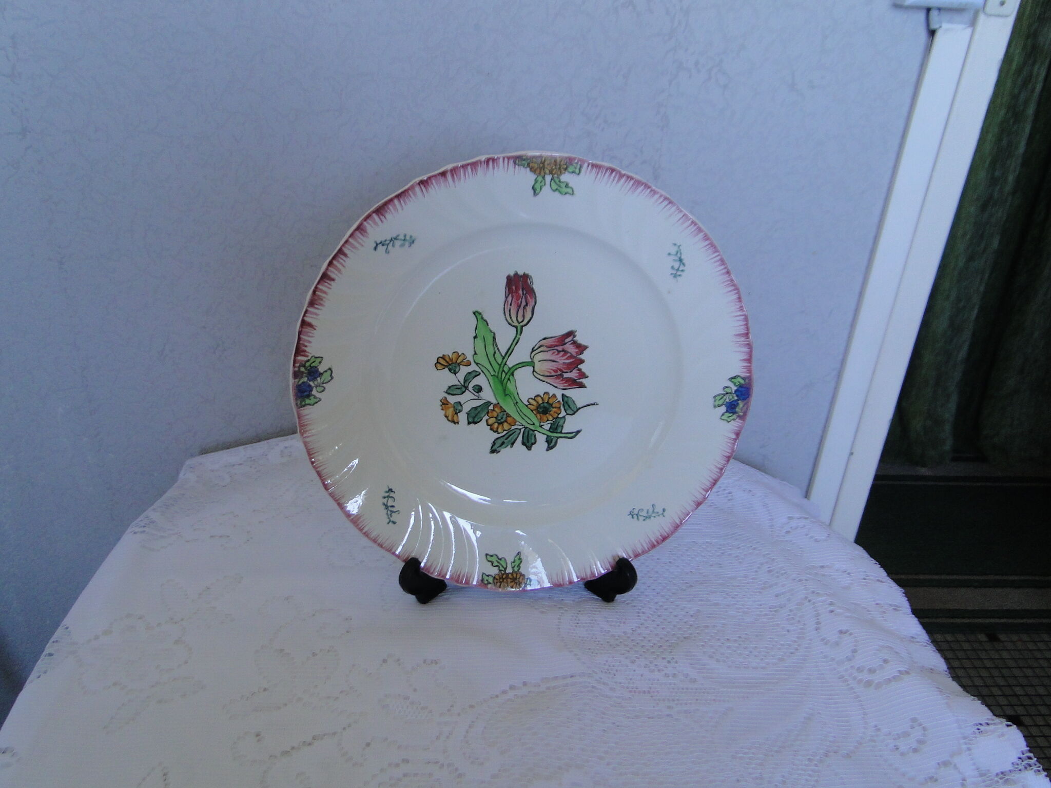 Dish old round faience longwy model marseille