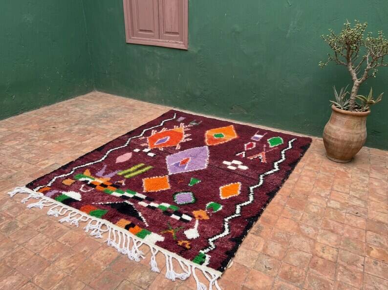 Burgundy Moroccan Berber rug 200cm x 300cm