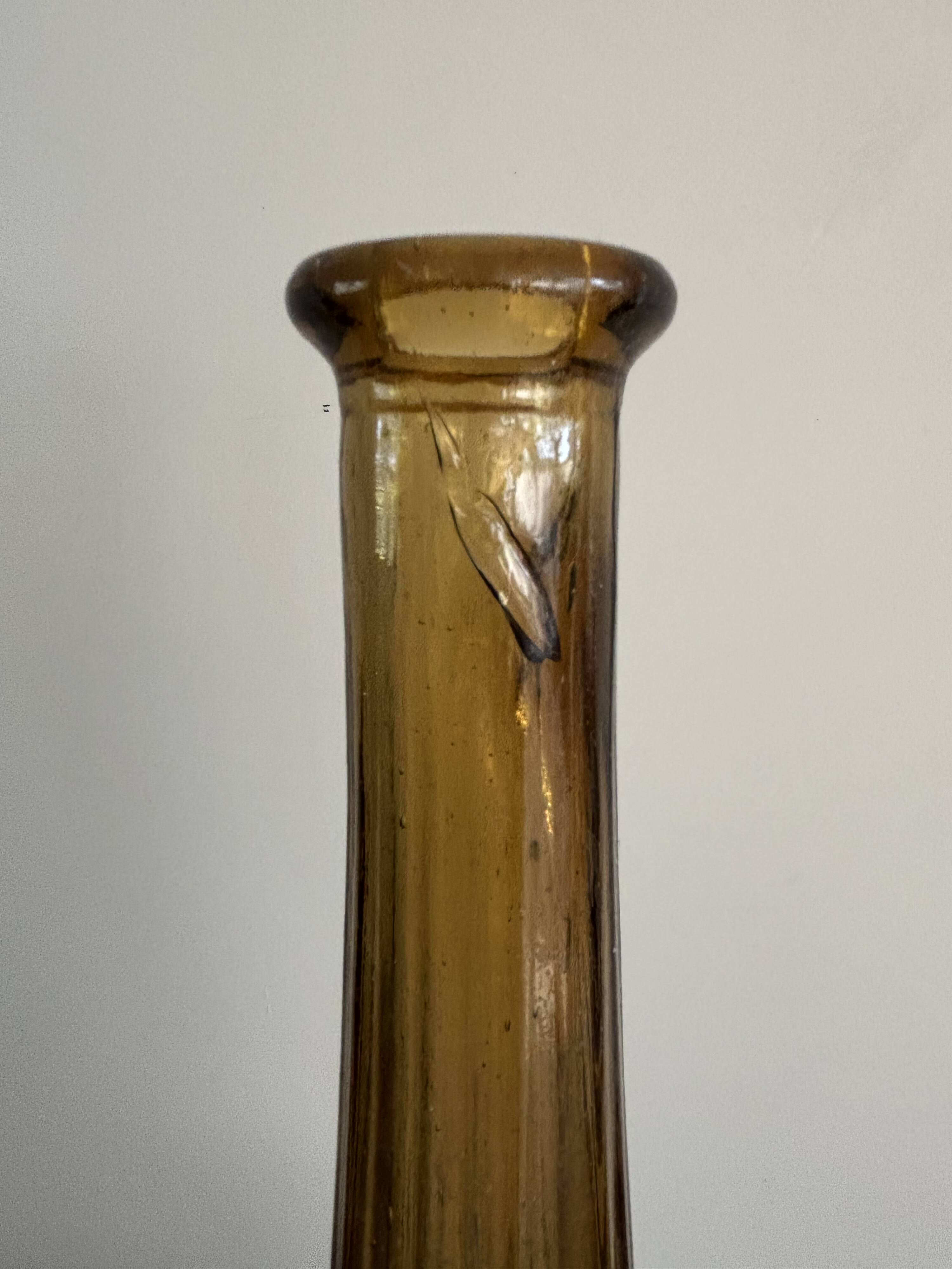 Vintage Empoli Glass Decanter with Stopper, Italy, 1960s