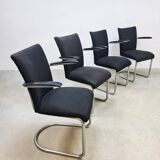 Vintage Dutch design de Wit dinner tubular armchairs