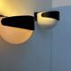 Pair of vintage wall lights, white and black Perspex, Sweden 1970