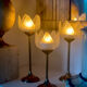 3 glass and brass candle holders