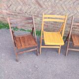 4 folding chairs in vintage teak wood