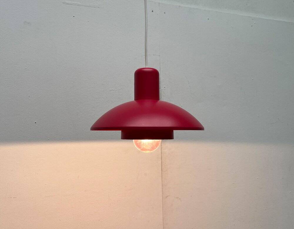 Red pendant lamp model 728 Danish mid-century by Horn, 1960s.