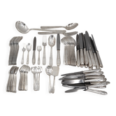 Share Art Deco cutlery set of 79 pieces, knives, silver-plated metal.