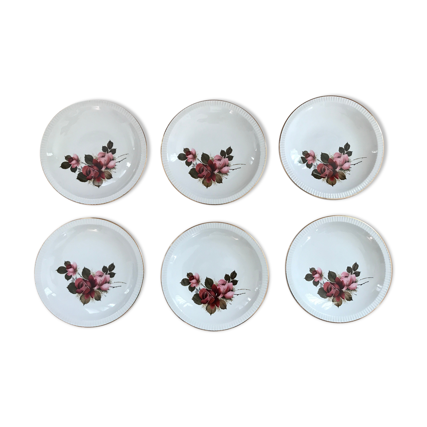 Set of 6 hollow plates Sarreguemines décor Richemond