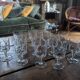 12 cut crystal glasses on stems – 1930s-1950s
