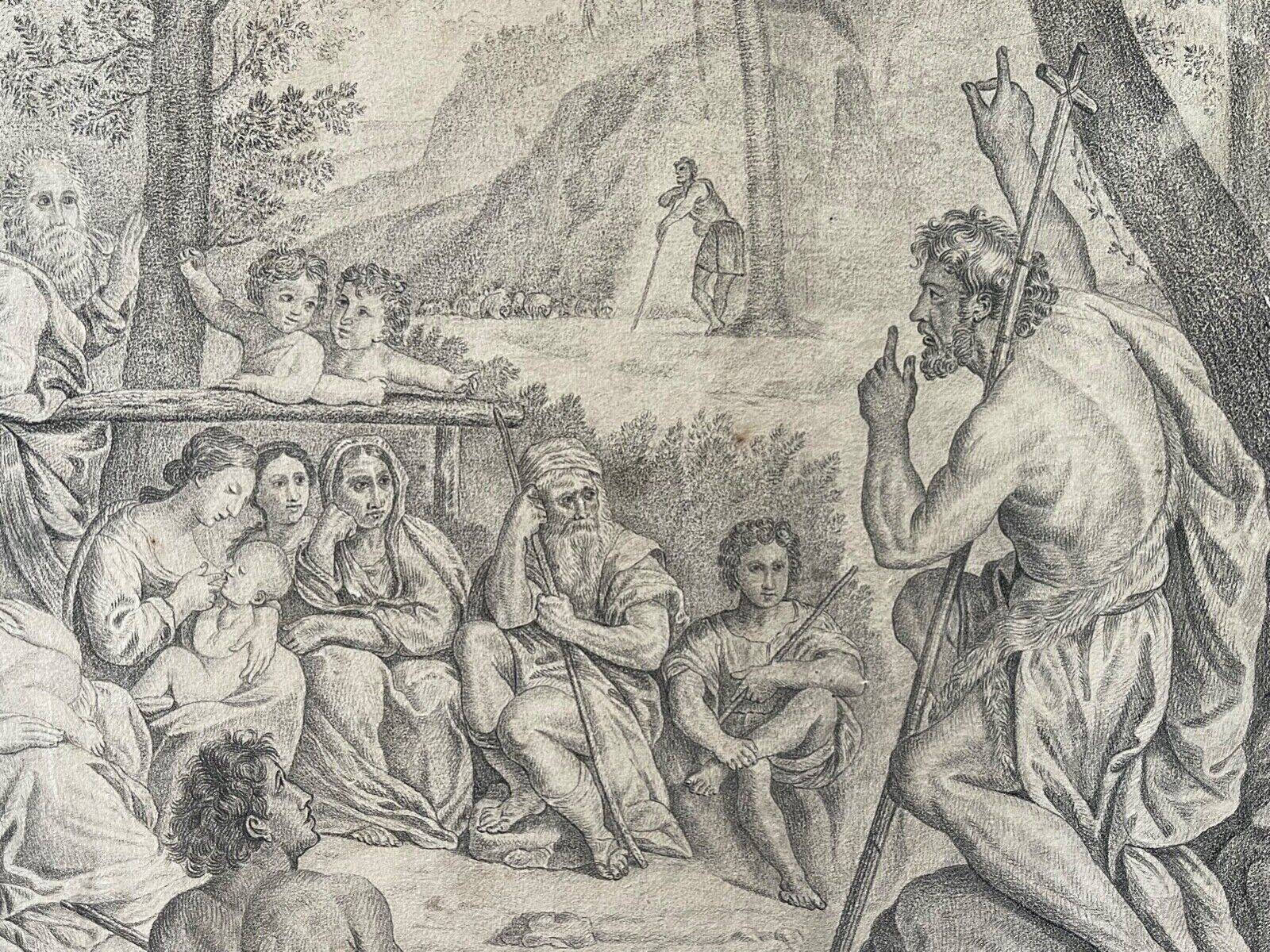 The preaching of Saint John the Baptist Rare three virgins and child golden number