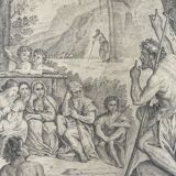 The preaching of Saint John the Baptist Rare three virgins and child golden number