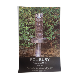 Pol bury, "fontaines et miroirs", 1985. affiche d'exposition